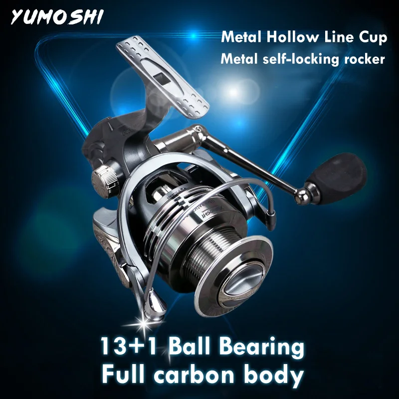 YUMOSHI GC 2000-7000 13 + 1 الكرة محامل بكرة Baitcasting الصب الغزل بكرات معدنية CNC الروك الذراع الكربون الجسم الصيد بكرة