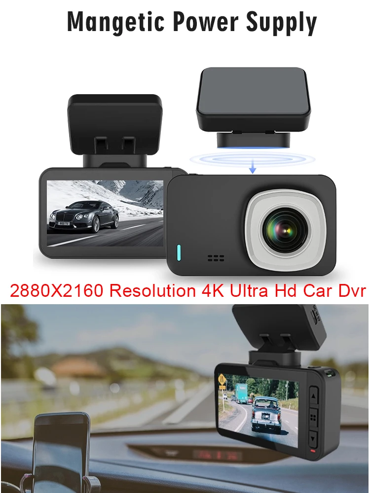 Dash cam 4K автомобильный черный ящик GPS видеокамера скрытый wifi видеорегистратор DVR приводной рекордер автомобильная hd-камера с магнитным блоком питания