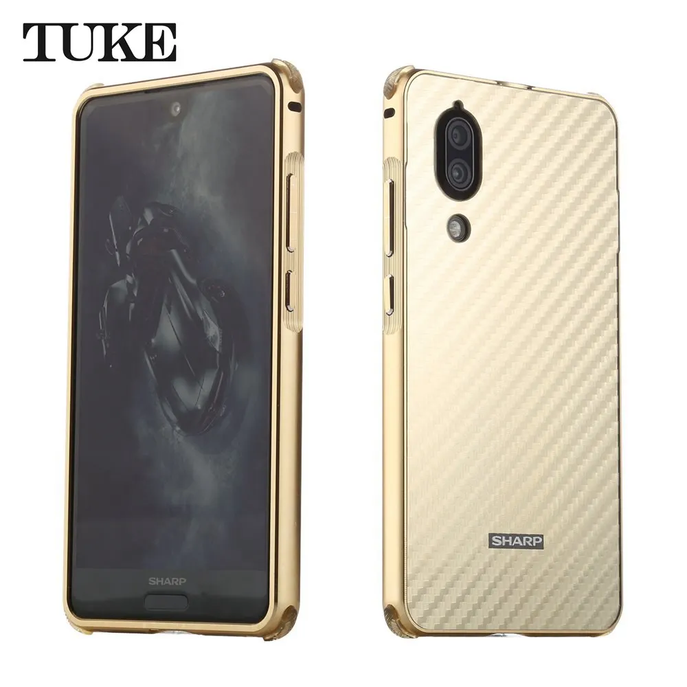 TUKE для SHARP AQUOS S2 Para Coque металлический алюминиевый бампер+ матовый чехол 2 в 1 из углеродного волокна для Xiaomi MI6 Funda - Цвет: Золотой