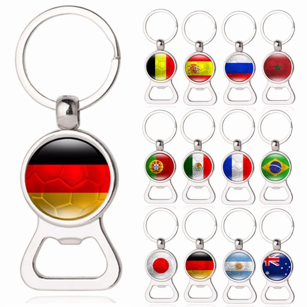 

Beer Bottle Opener Keychains Word Cup Football Keyrings Souvenir Car Key Holder