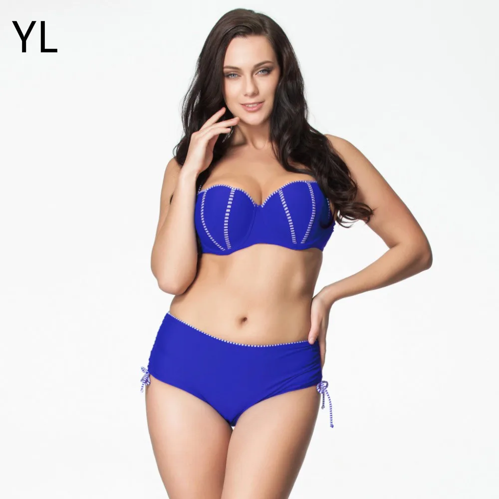 

Plus Size Swimwear High Waist Bikini Swimsuit Push Up Brazilian Sexy Bandeau Striped Bikini Top Beach Wear Biquini Feminino 5XL