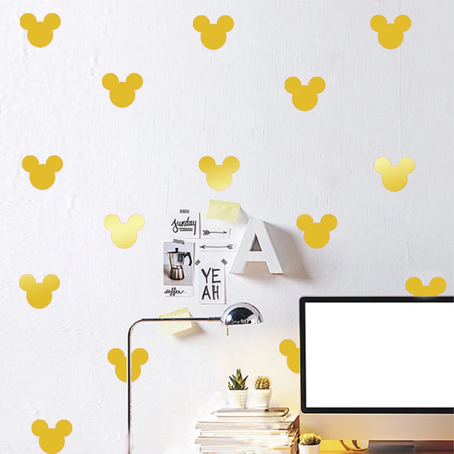 

12 pcs/set DIY Mickey Mouse Sticker Wall Decals Kids Children Room Decoration Vinyl Wall Art Stickers