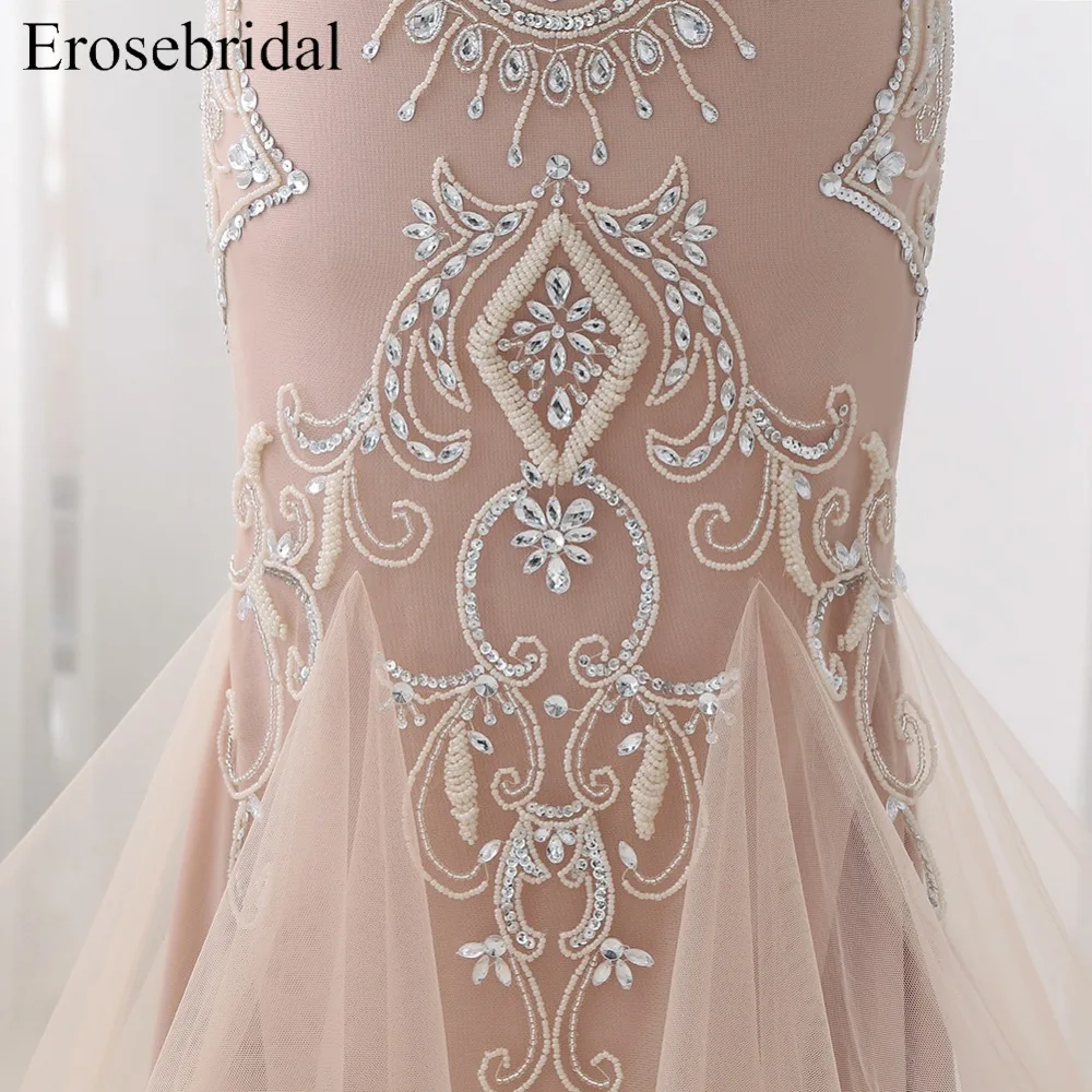 Роскошное вечернее платье Erosebridal длинное розовое русалки с прозрачным