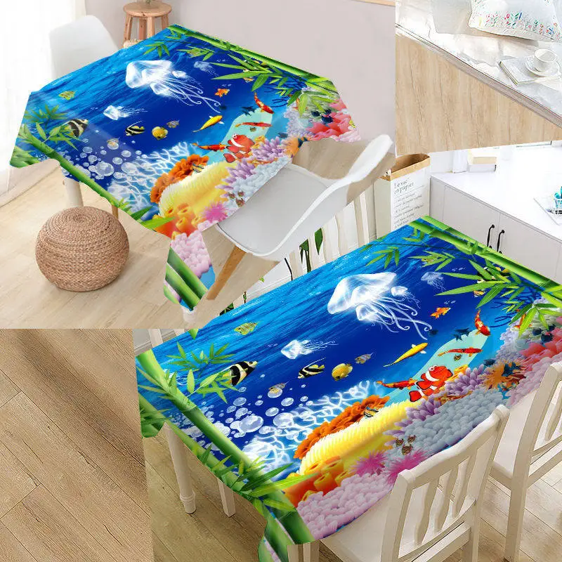 New Colored Fish Underwater World Table Cloth 3D Picture Waterproof