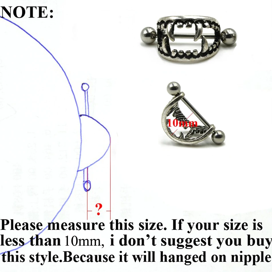 2 шт/лот стальной сексуальный любовный укус клыки вампира защитное кольцо для сосков мамило пирсинг для соска в форме штанги кольцо сексуальные женские украшения для тела 14 г