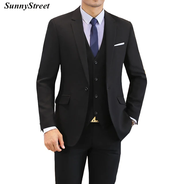 Los hombres medida uniforme gala Blazedr chaleco Pant unidades Set Negro Azul color desgaste del negocio|Trajes| - AliExpress