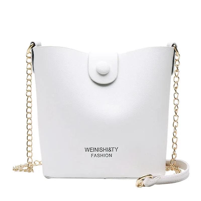 SMOOZA, новые Сумки из искусственной кожи, 2 шт., женские дизайнерские сумки через плечо, женская модная желтая сумка через плечо с цепочкой - Цвет: Белый