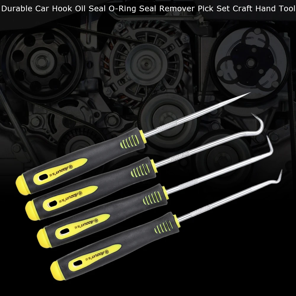 

4Pcs/Set 90 Degree Straight Car Hook Oil Seal O-Ring Seal Remover Hook Screw Driver Pick Set Craft Hand Tool Automotive Supplies