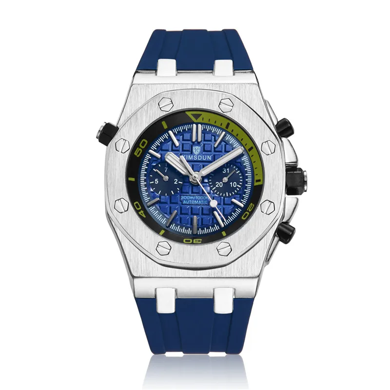KIMSDUN брендовые часы Мужская мода три руки силиконовый ремень водостойкие автоматические механические часы спортивные часы Montre homme