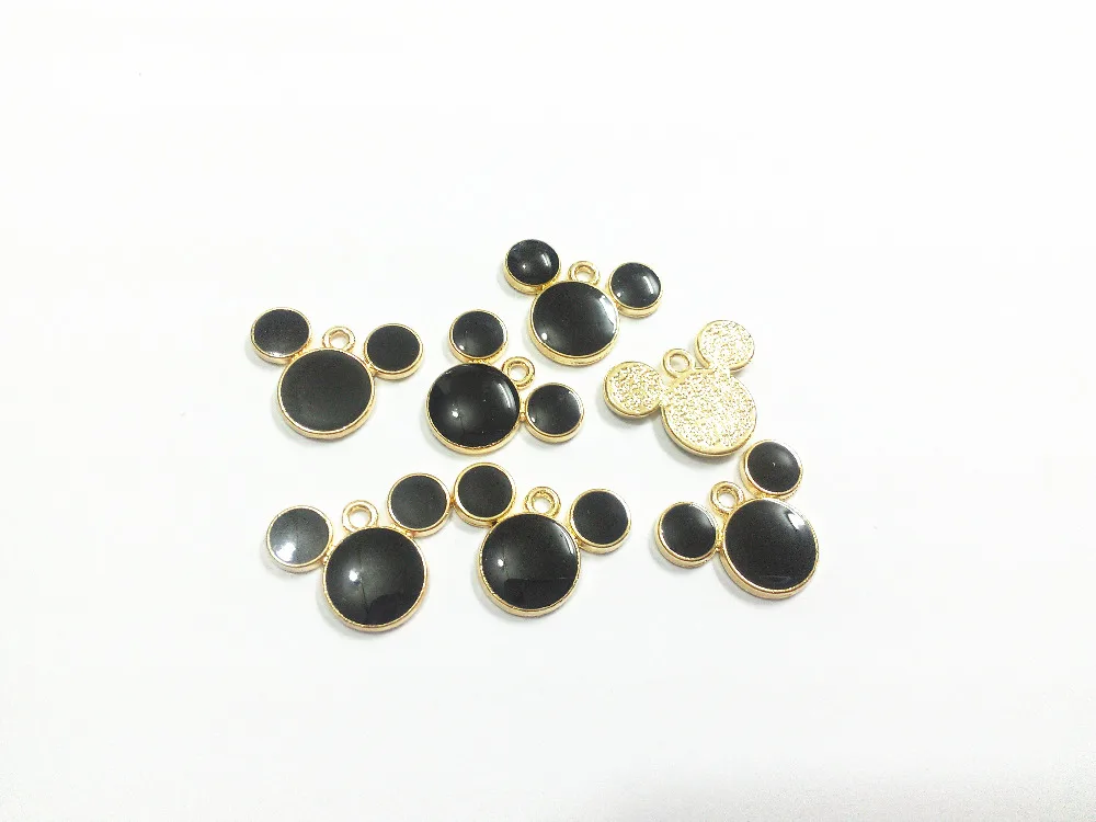 

Wholesale 19mm*15mm 30pcs/lot Gold All Black Enamel Minnie Charms Pendants