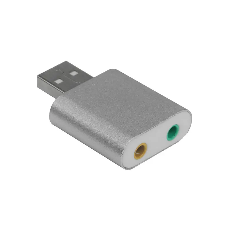 

Portable Aluminum External USB Audio Adapter Sound Card with Stereo Headphone/Speaker and Mono Microphone Jacks