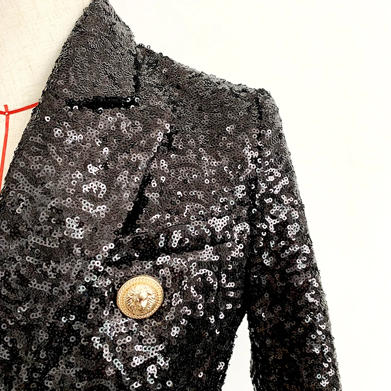 High Quality Black Long Sleeve Blazer Women 2019 New Elegant Sequin Double Breasted Blazer Spring Autumn Ladies Clothes High Quality Black Long Sleeve Blazer Women 2019 New Elegant Sequin Double Breasted Blazer Spring Autumn Ladies Clothes