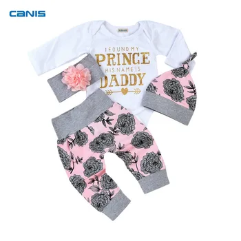 

Cute Cotton Princess Floral Newborn Baby Girls Tops Romper Long Pants Outfits Newest Fashion Clothes