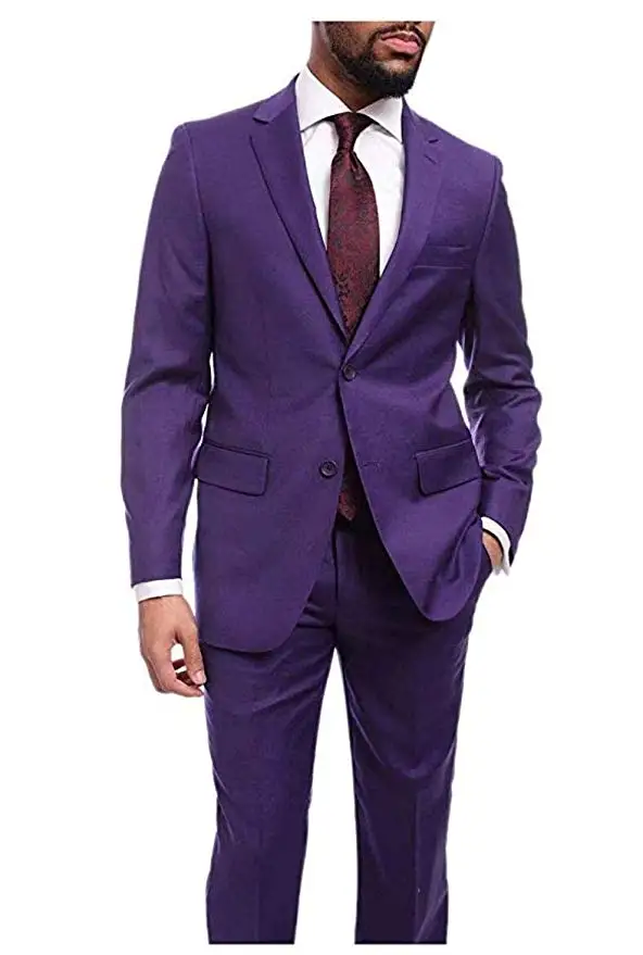 Новое поступление женихов Для мужчин Фиолетовый жених смокинг с лацканами с тупым углом Для мужчин костюмы для шафера блейзер (пиджак +