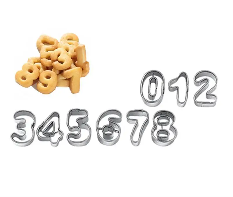 

9PCS Cookie Cutter Number 0-8 Shape Mold Cookie Cutter DIY Fondant Fruit Cutter DIY Baking Tools Stainless Steel Cookie Mould