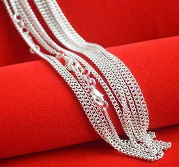 

Hot Sale! 10pcs/lot Fashion Silver Necklace Chain,2mm 925 Jewelry Sterling Silver Curb Chain Necklace 16"-30",pick length!