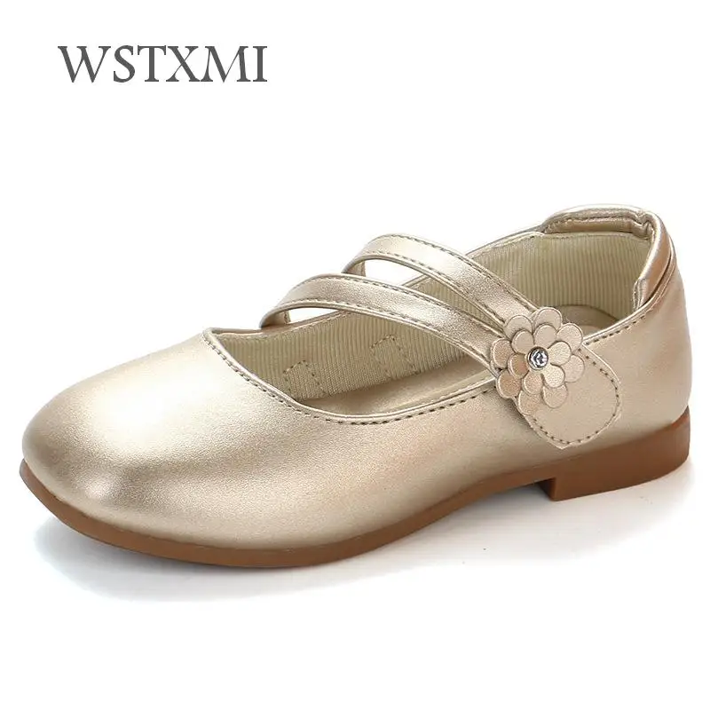 

Girls Leather Shoes for Children Dress Princess Shoes Summer Flowers White Sandals Korean Fashion Student Kids Wedding Flat Shoe
