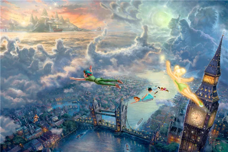 

Thomas Kinkade Oil Paintings Peter Pan Art Decor Painting Print Giclee Art Print On Canvas Disiney Print