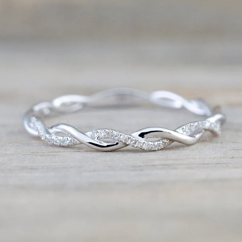 

Romantic Silver color Infinity Stackable Love Forever Clear CZ Finger Ring for Women Fashion Female Jewelry Wedding Gift