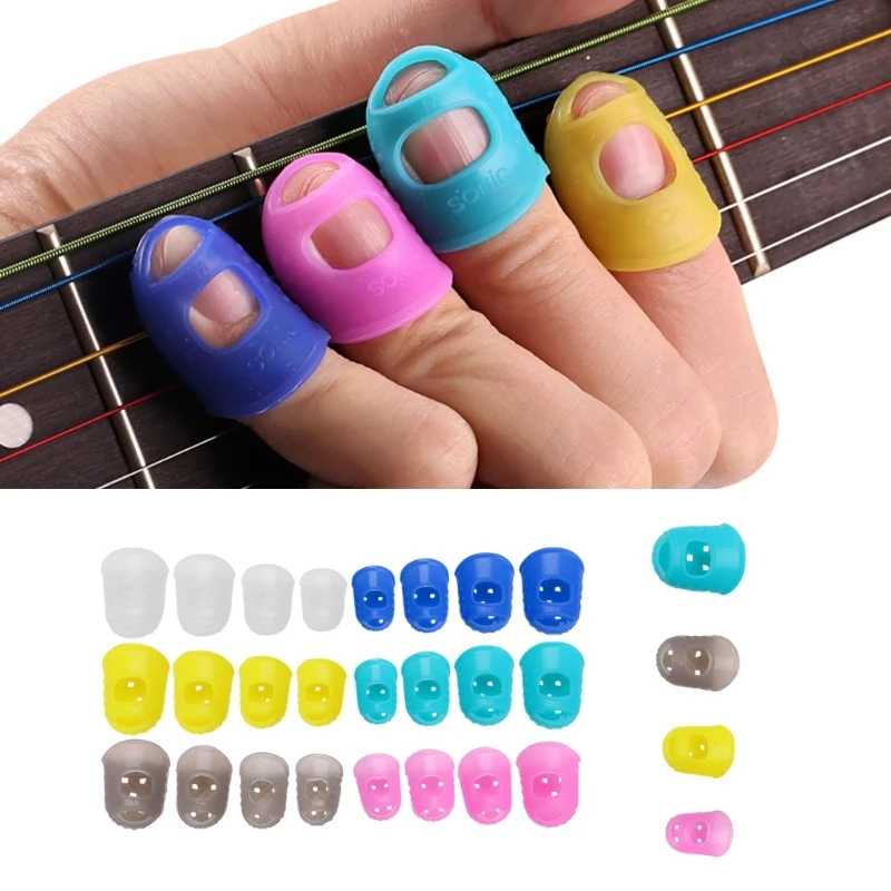 

4Pcs/Set Guitar String Finger Guard Fingertip Protector Silicone Left Hand Finger Protection Press Guitar Accessories XS/S/M/L