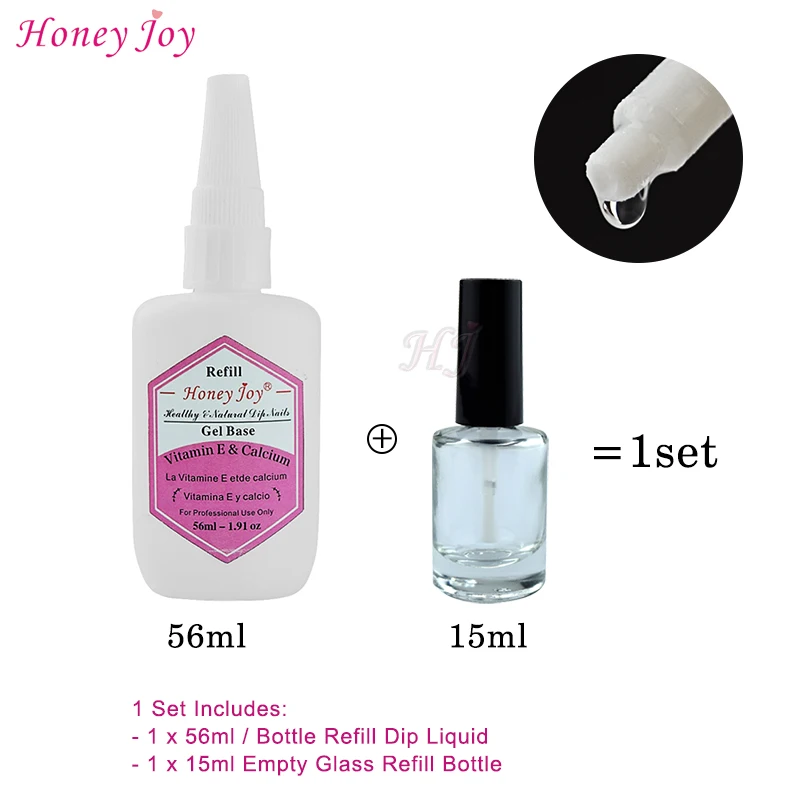

Dip Nails Kits Refill Set 56ml/1.91oz Gel Base Top Sealer Dry Activator+15ml Empty Bottle for Dipping Powder Pre-Bond Liquid