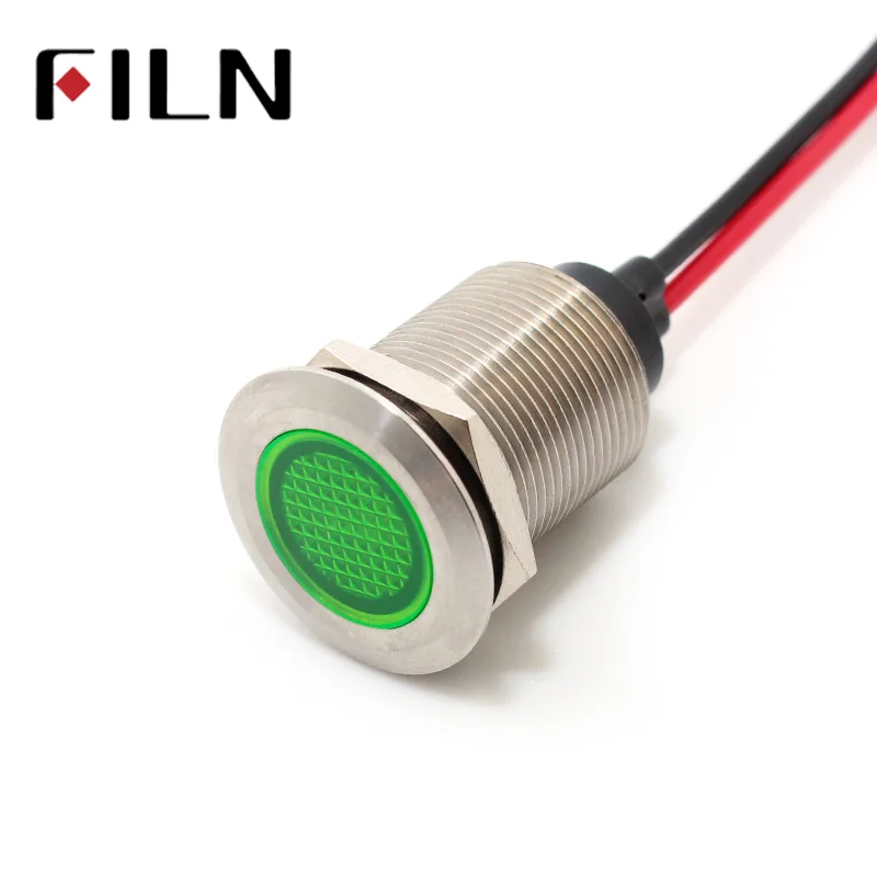 

22mm LED Metal pilot Indicator warning Light Signal Lamp 6V 12V 24V 110V 220V Red Yellow Blue Green White led with 20cm cable