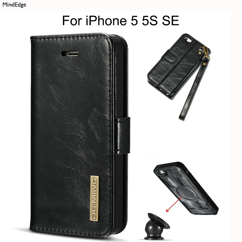 

Geniune Real Leather Detachable Magnetic Back Cover Case for iPhone 5 5S SE Case Luxury Brand Stand Card Holder Capa Hoesje