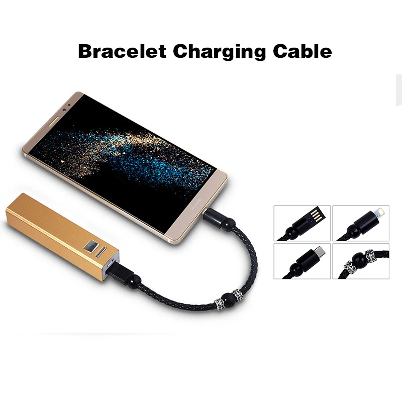 Открытый портативный мини кожаный Micro USB браслет зарядное устройство данных