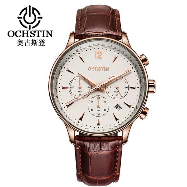 

2018 Fashion Mens Watches OCHSTIN Brand Luxury Chronograph Date Clock Man Leather Sport Wrist Watch Men Business Quartz Watch
