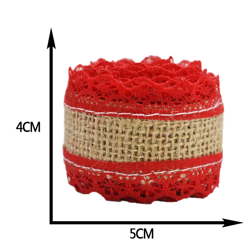 2 м/рулон многоцветная джутовая кружевная лента деревенские свадебные украшения из натурального кружева обрезанная лента джутовые мешковины поделки на Рождество