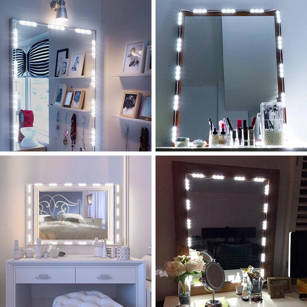 Modern Led Dressing Table Mirror Vanity Light Diy Make Up Mirror Lamp Stepless Dimmable Hollywood Mirror Wall Lamp Bulbs Xtn Wall Stickers Aliexpress