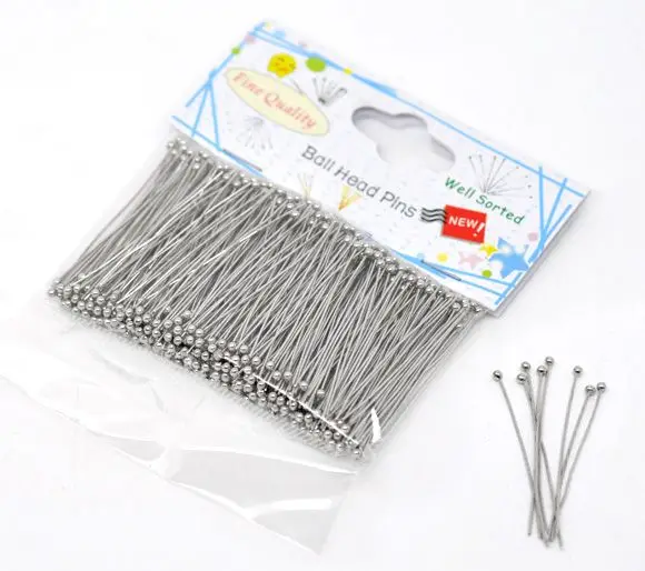 

DoreenBeads 1 pack(500PCs)Well Sorted Silver Tone Ball Head Pins 40x0.5mm(24 gauge)