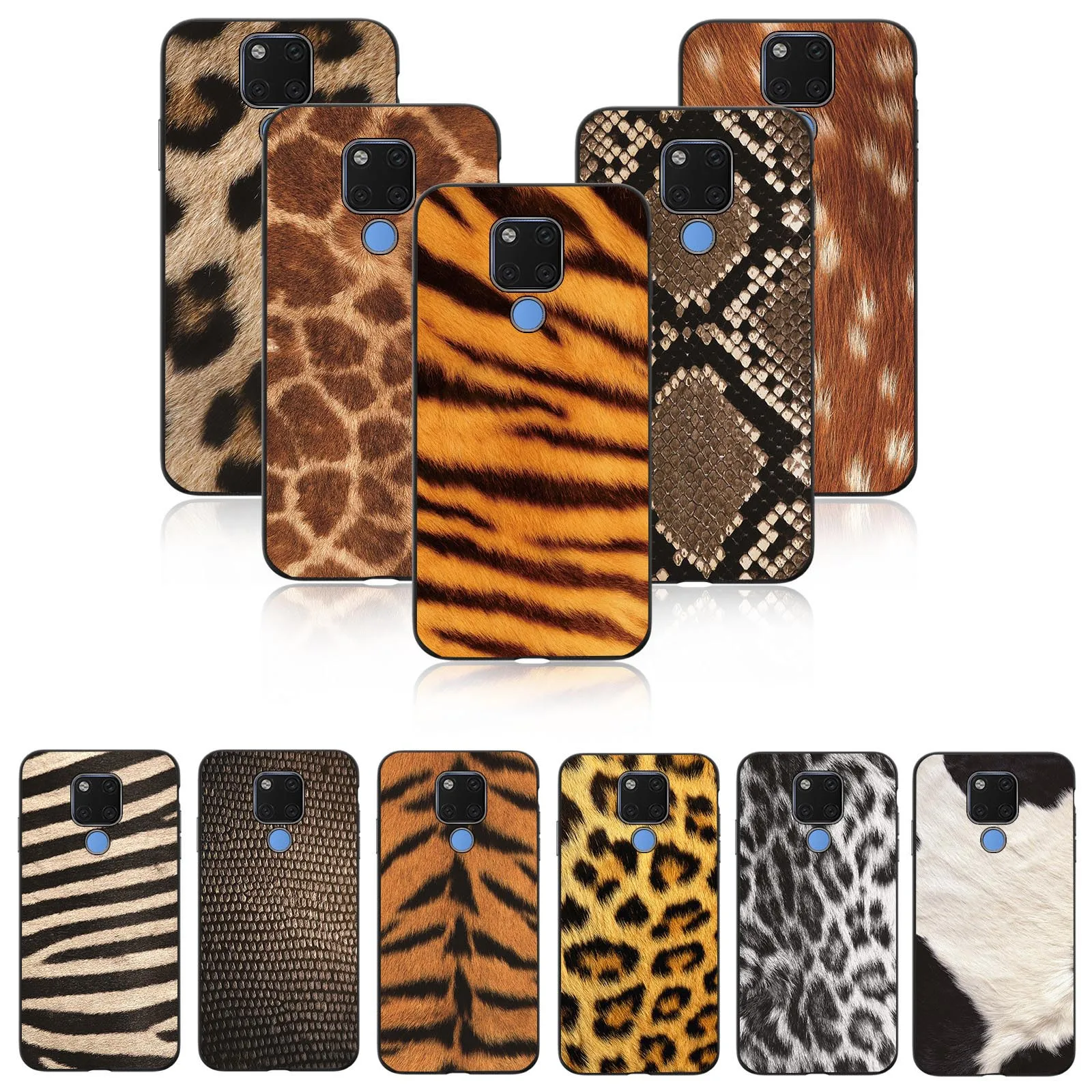 

For Huawei Mate20X Mate20 Pro Magic2 Shockproof Soft Silicone Painted Wildlife Animal Fur Leopard Snake TPU Case