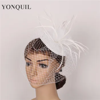 

NEW ARRIVAL multiple colors kentucky mesh flower fascinators with feather derby Occasion cocktail hats wedding hair accessories