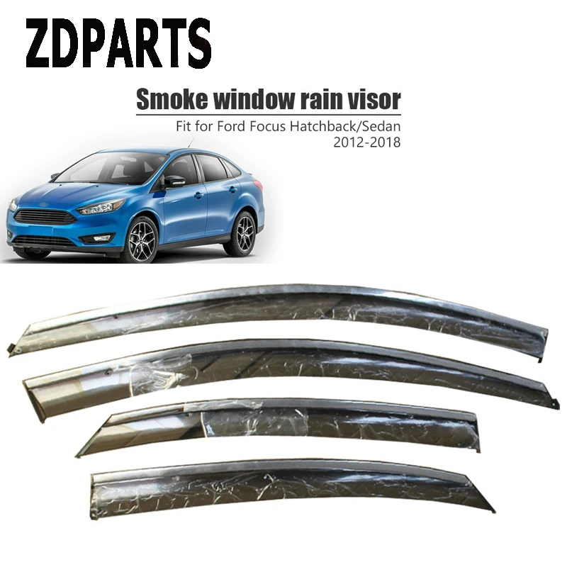 

ZDPARTS 4pcs Car Wind Deflector Sun Guard Rain Wind Vent Visor Cover Trim For Ford Focus 3 MK3 Hatchback/Sedan 2012-2018 ABS