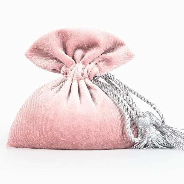 10pcs/lot High Quality Soft Silk Velvet Tassel Gift Bags Drawstring