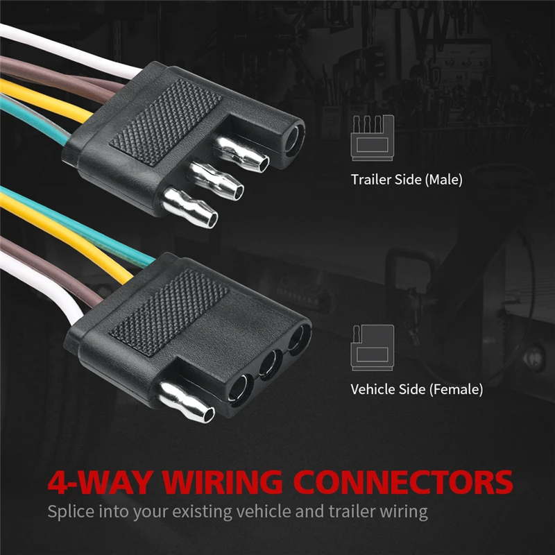 MICTUNING 4Pin 25' мужской и 6' Женский Разъем 18 AWG цвет кодовый провода 4-Way плоский прицеп светильник Жгут проводов комплект расширения