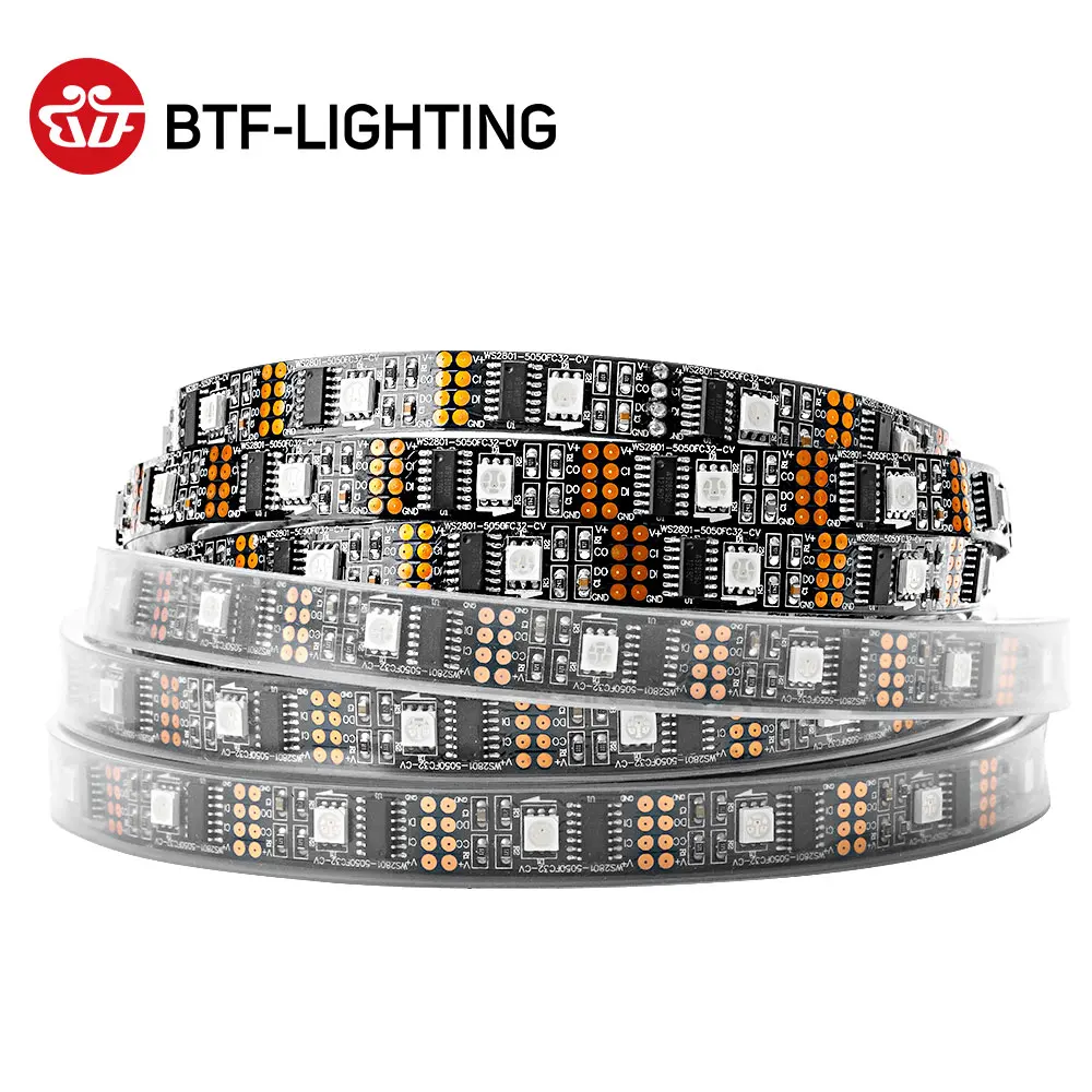 

DC5V WS2801 32leds/m 5050 rgb strip Individually addressable Arduino development ambilight TV IP30/IP67 Waterproof
