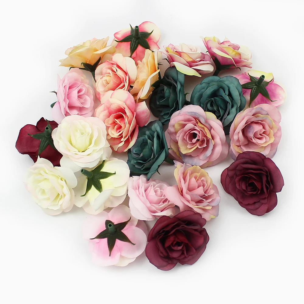 HUADODO 4cm 10Pieces Rose Artificial flowers heads Silk flower For Home Garden DIY Wedding Decoration Fake Flowers HUADODO 4cm 10Pieces Rose Artificial flowers heads Silk flower For Home Garden DIY Wedding Decoration Fake Flowers