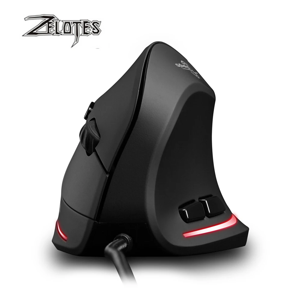 Игровая Вертикальная проводная мышь ZELOTES программируемая USB 6 кнопок оптические