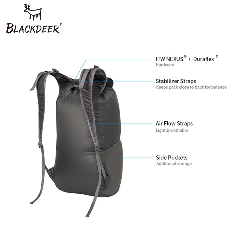 BLACKDEER рюкзак для кемпинга водонепроницаемый 30D Cordura для мужчин и женщин спортивные сумки 24L Сверхлегкий складной удобный прочный туристический рюкзак