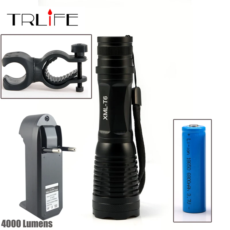 

LED Flashlight T6 Flashlights 8000 Lumens Torch High Power Focus Zoomable Cycling Bike Bicycle Front Head Light Lamp