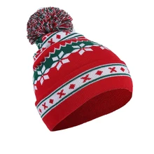 Рождественская меховая женская шапка теплые зимние женские мужские бини с помпоном из хлопка унисекс вязаные шапки бини зимняя женская шапка
