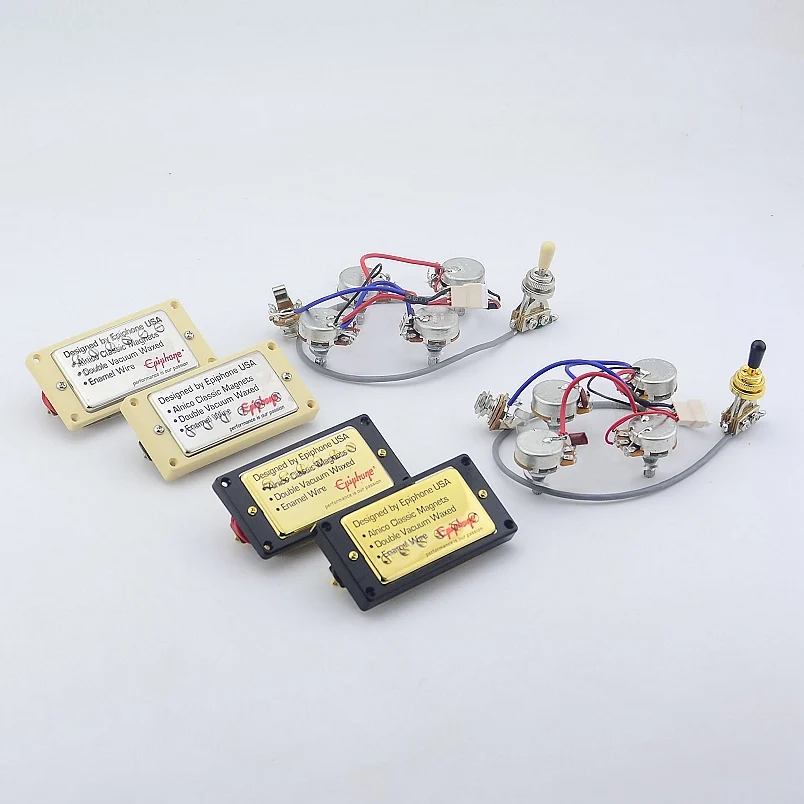 

1 Set Original Genuine Epi Electric Guitar Alnico Humbucker Pickup Nickel /Gold Cover With Wiring Harness