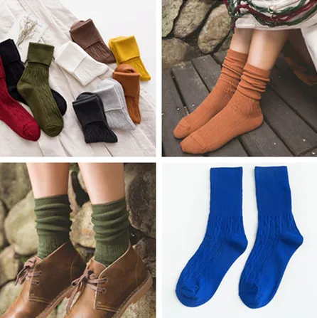 1pair/5pairs  Casual Fashion Warm Thick Socks Women Pile Heap Crew Socks Autumn Winter  Soft Cocks