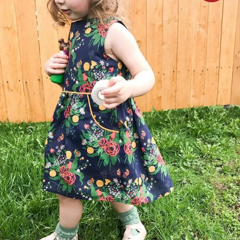 

Summer Kids Girls Floral Printed Vest Princess Dress Baby Girl Sleeveless Round Neck Tutu Dresses Children's Clothing New