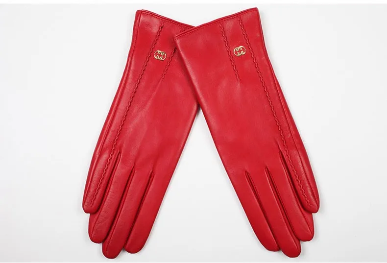 Брендовые перчатки из натуральной кожи на осень и зиму, теплые бархатные женские перчатки из овчины, модные элегантные женские перчатки для вождения, L170NC