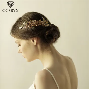 

CC Hair Combs Hairpins Handmade CZ Diamant Beads Romantic Copper Flowers Wedding Hair Accessories Bridal Pageant Jewelry O840