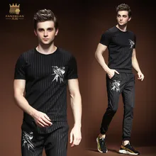 Fanzhuan, новая повседневная мужская летняя одежда, костюм с короткими рукавами, Корейская футболка, штаны, комплект из 2 предметов 8110081