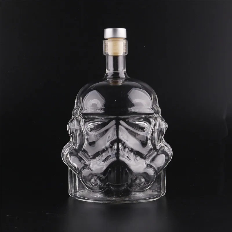 Glass Water Bottle Vase for Decoration Home Glass DIY Water Bottle Novelty Star Wars Stormtrooper Helmet Glass Vodka Whisky